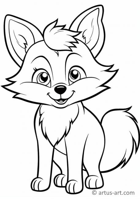 Cute Foxe Coloring Page For Kids